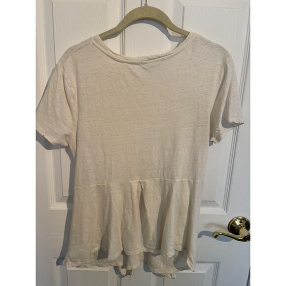 Anthropologie Linen Blend Short Sleeve Sz Large Minimalist Coastal Casual Boho - Picture 5 of 6